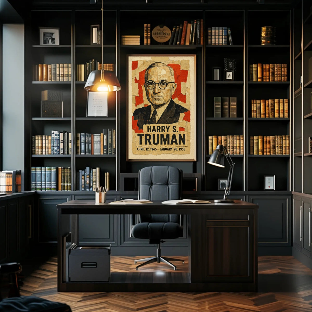 Harry S. Truman 33rd President of the United States Layered paper Collage Poster