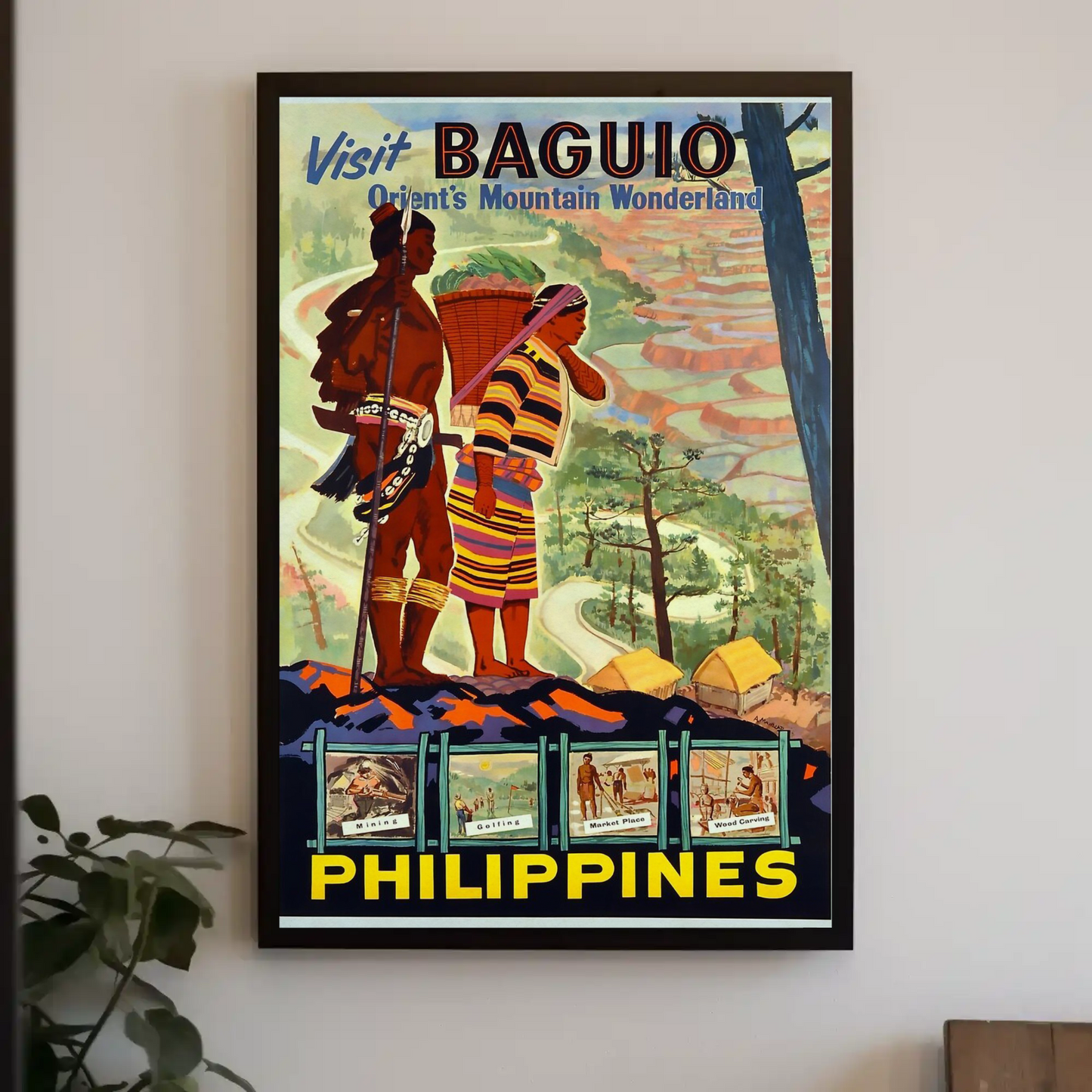Baguio Philippines Vintage Travel Poster