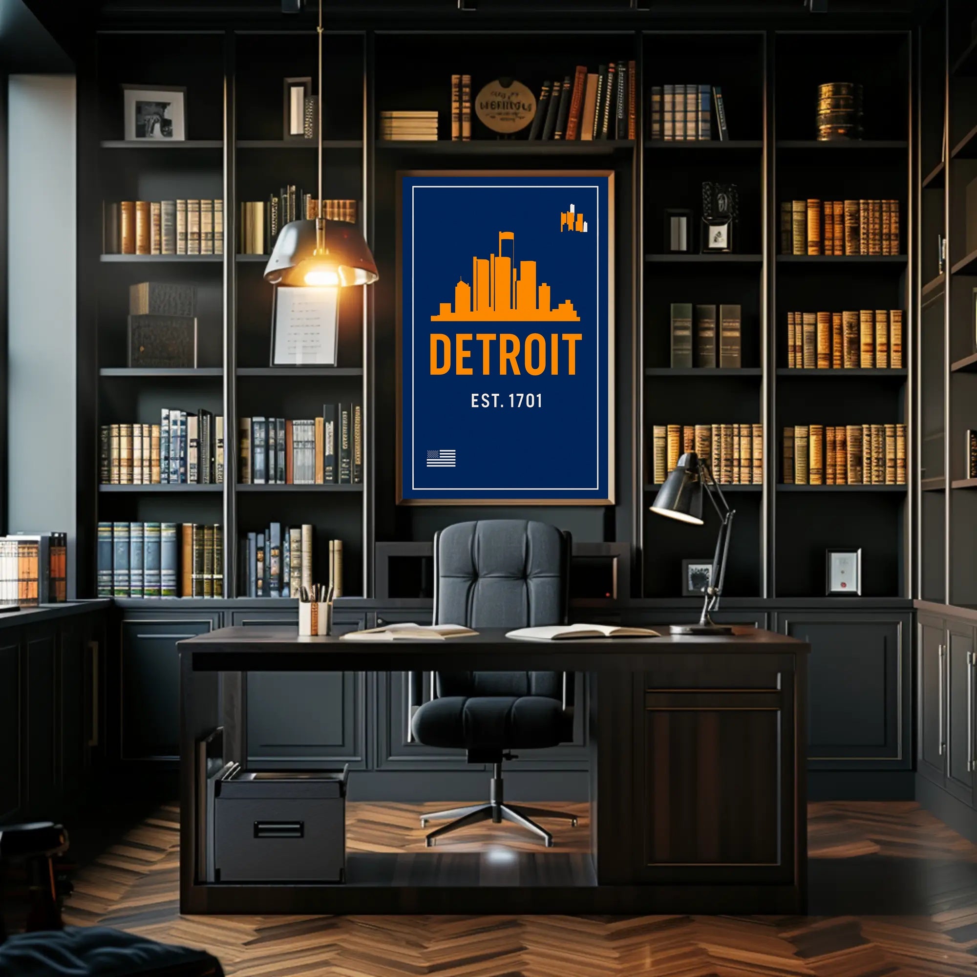 Detroit Skyline Est. 1701 Poster PosterGoat