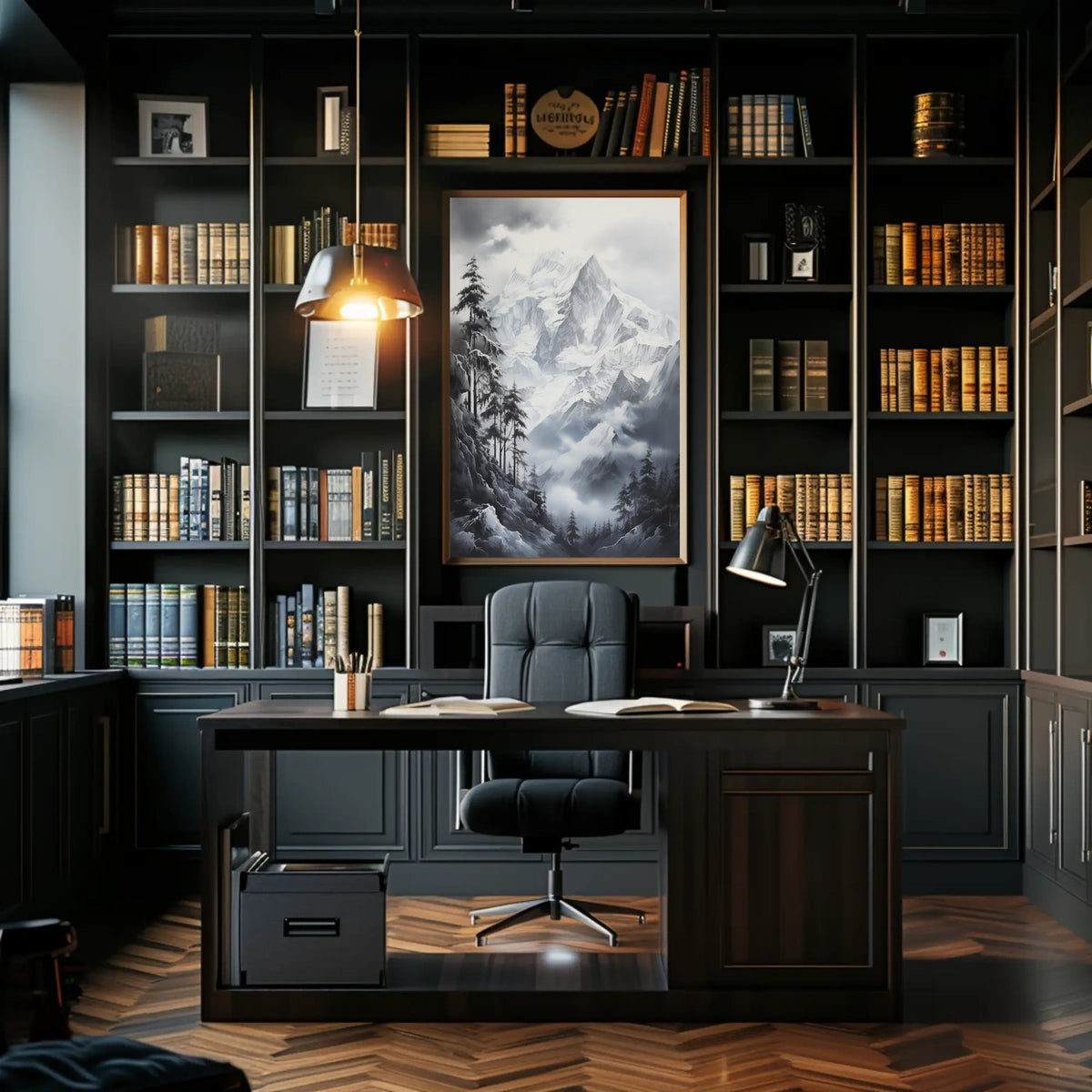 Majestic Snowy Mountainscape Scenic Art Poster