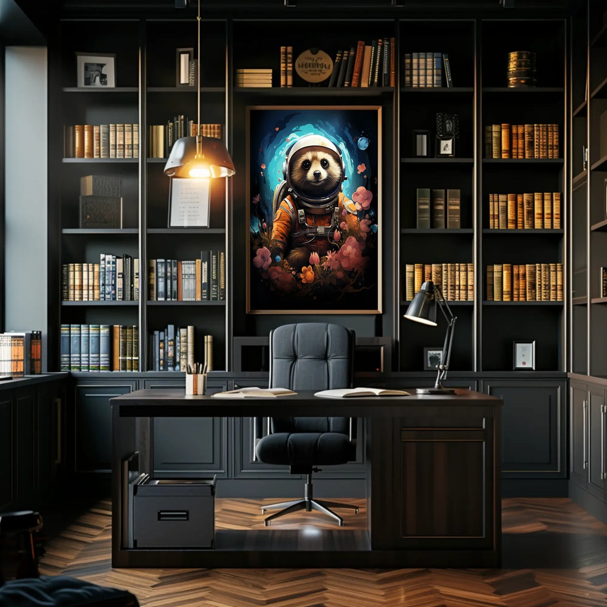 Cosmic Explorer Astronaut Raccoon Poster Wall Art Print