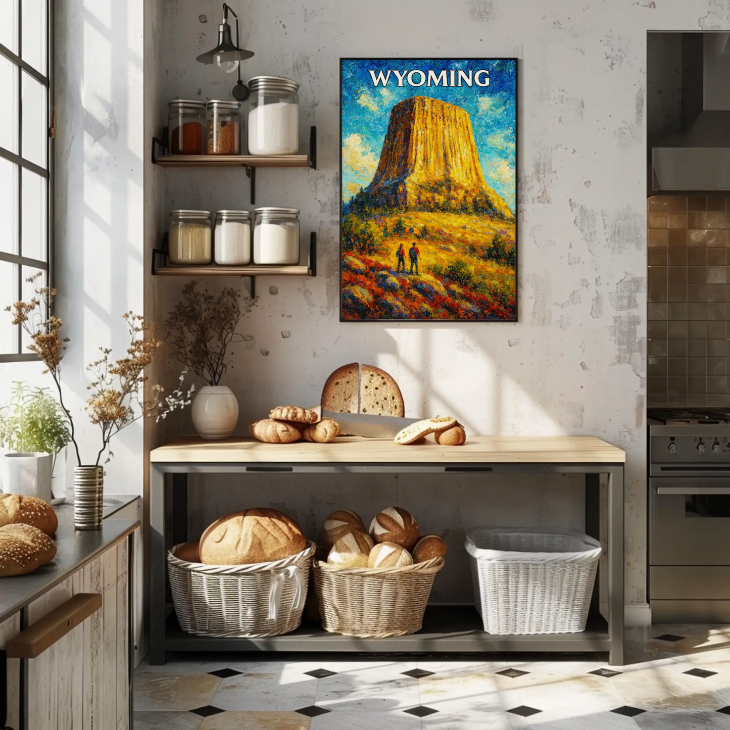 Wyoming Devils Tower Hiking Landscape Scenic Travel Poster