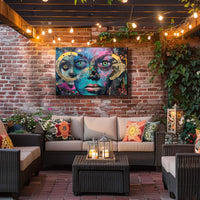 Surreal Vibrant Collage Poster with Colorful Eyes