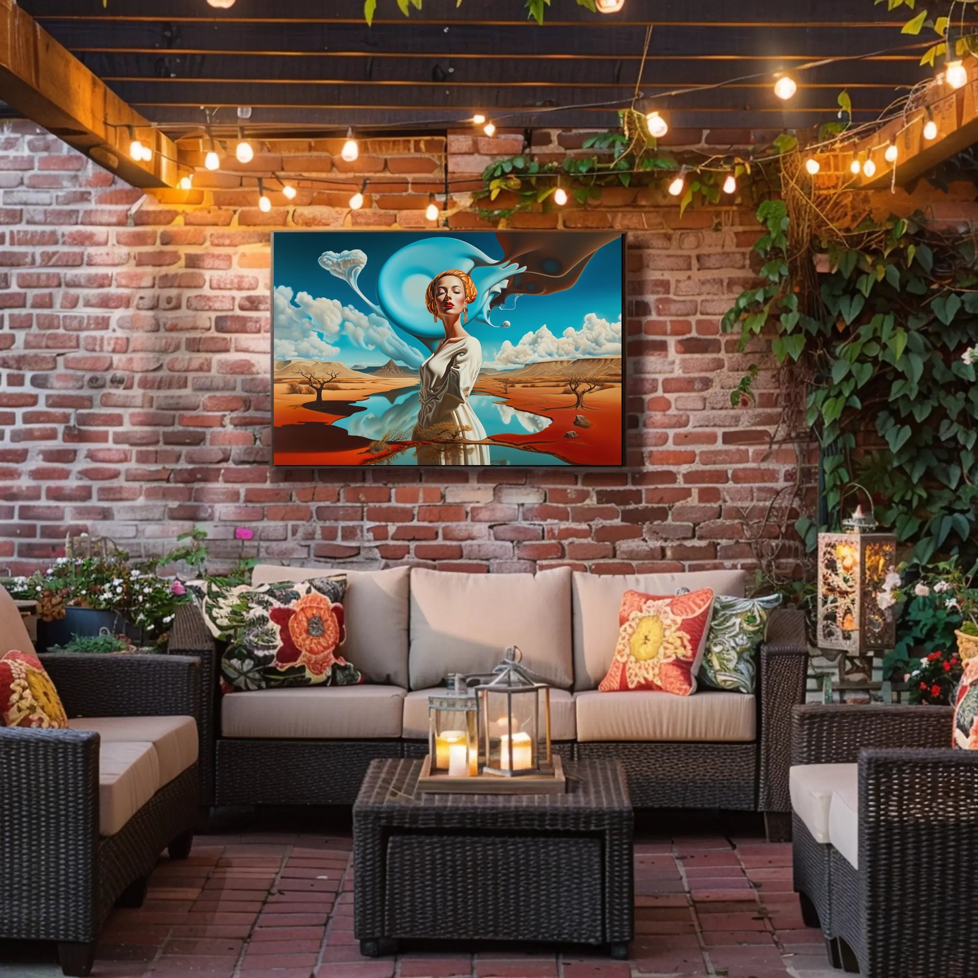 Surreal Desert Landscape with Dreamlike Elements - Artistic Poster