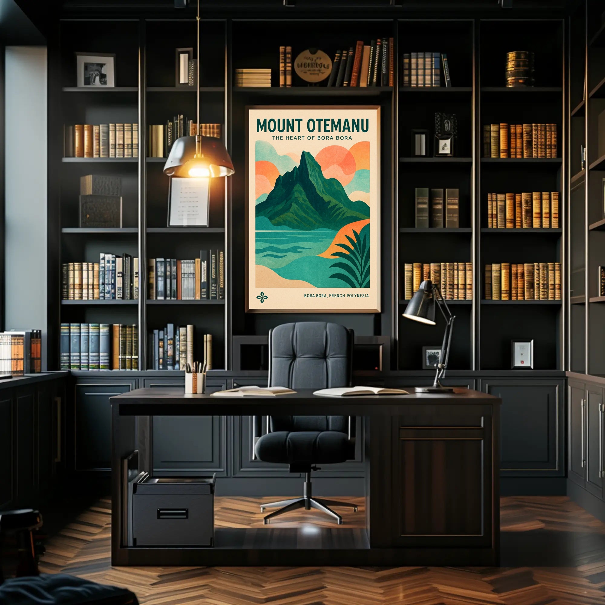 Mount Otemanu Vintage Travel Illustration Poster PosterGoat