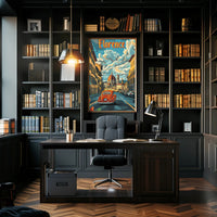 Florence Cathedral scene with vintage car poster