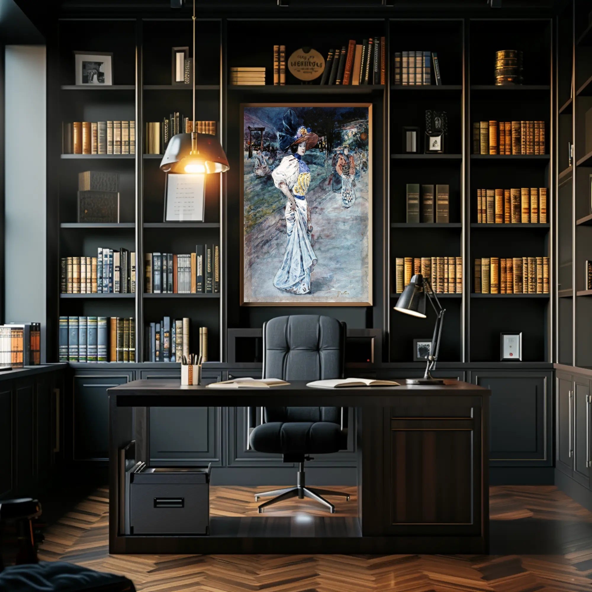 Elegance in the Evening: Cultural Fusion Watercolor Poster