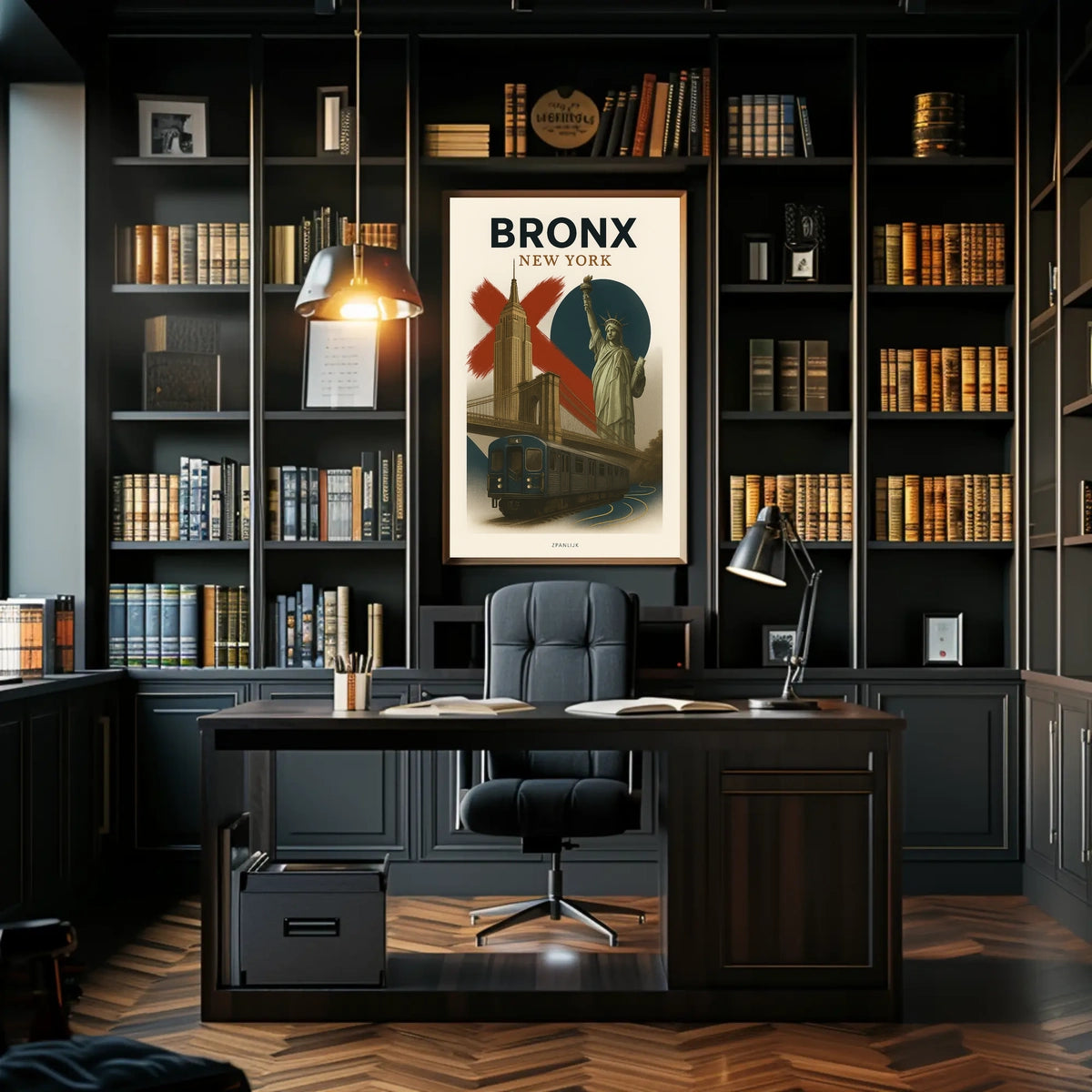 New York City Bronx Cityscape Poster Vintage Wall Art