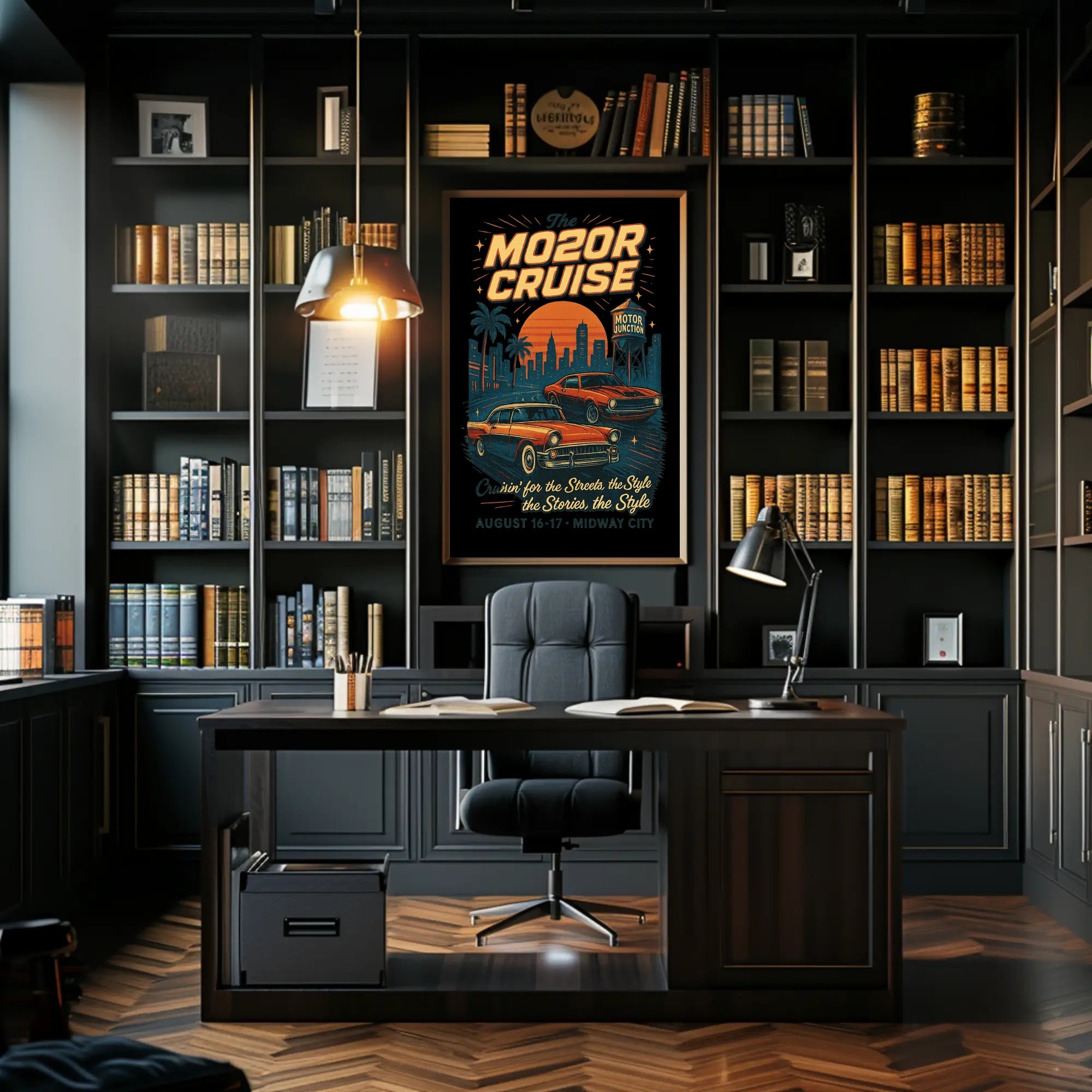 The Motor Cruise Vintage Car Urban or Cityscape Poster