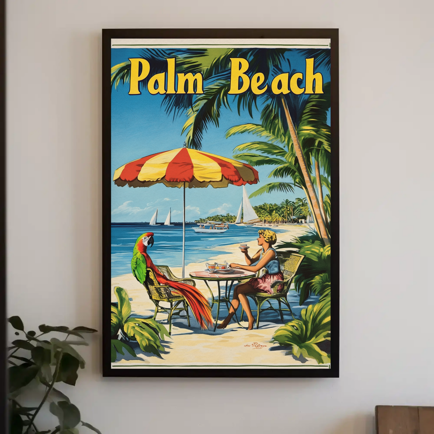 Palm Beach Vintage Poster Cafe Scene