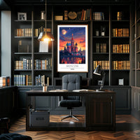Moscow Nightscape Illustration: Enchanting Urban Cityscape Poster