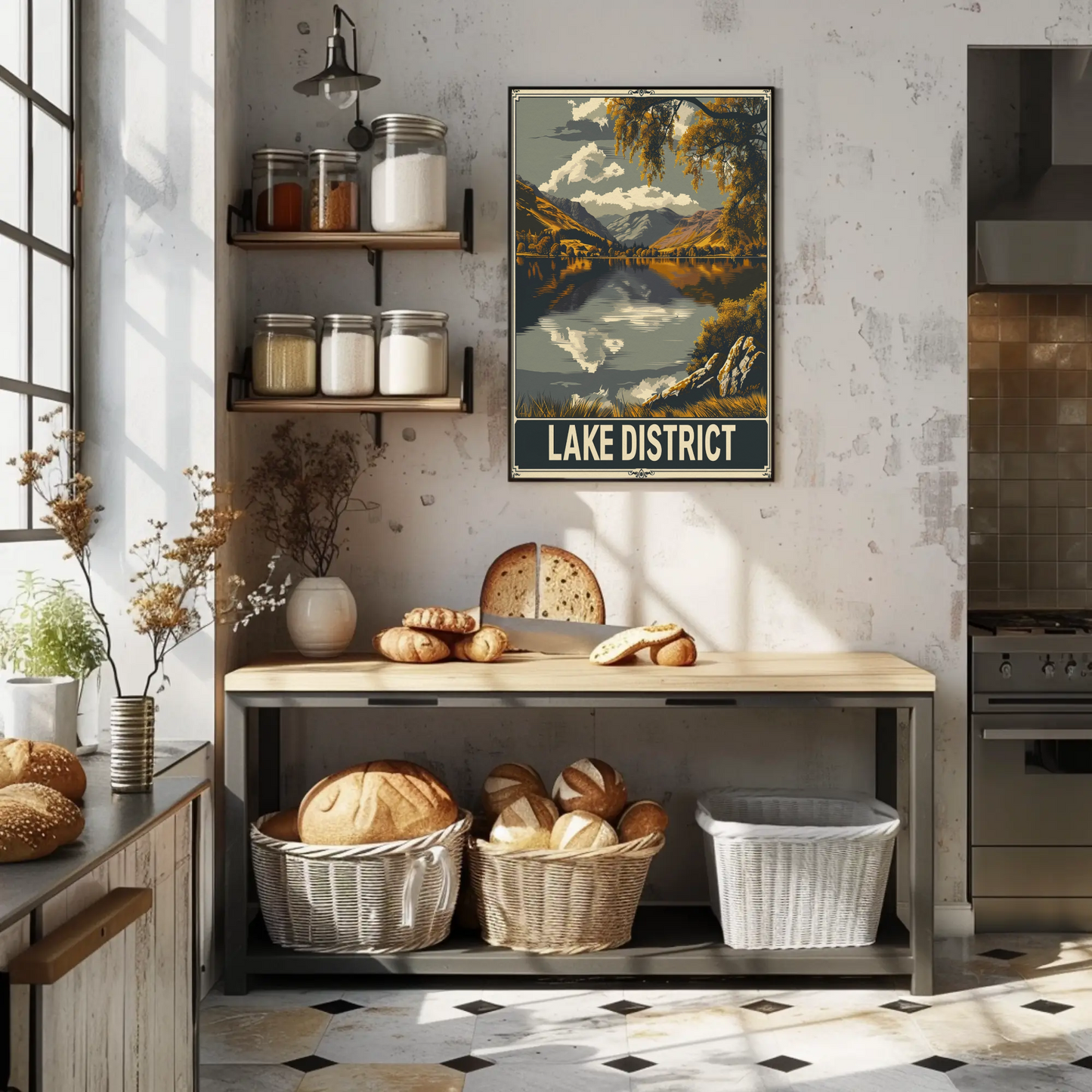Lake District Peaceful Lake Clouds Trees Travel Poster