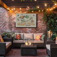 Insect and Foliage Vintage Botanical Illustration Educational Poster