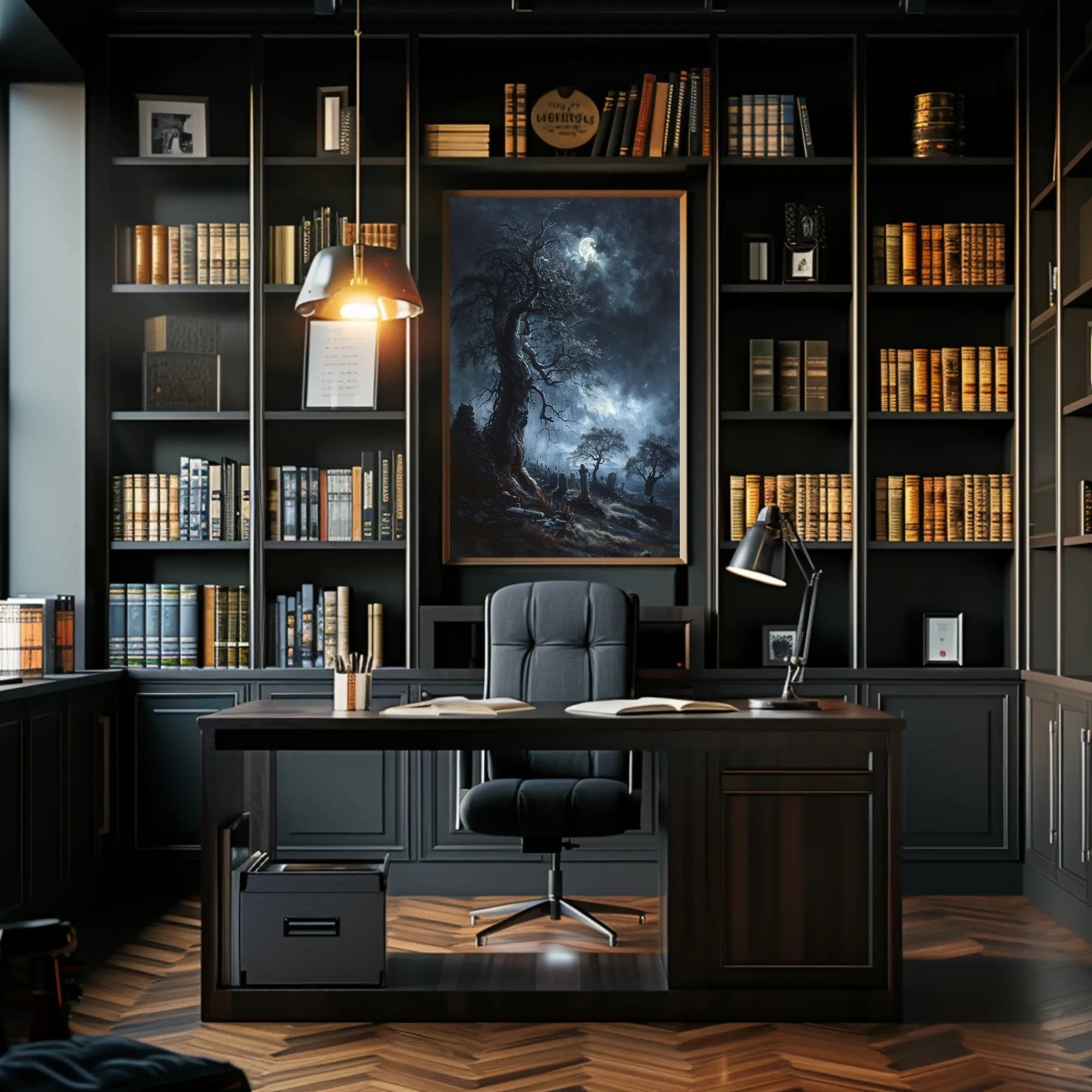 Eerie Graveyard Scene Gothic Art Poster PosterGoat