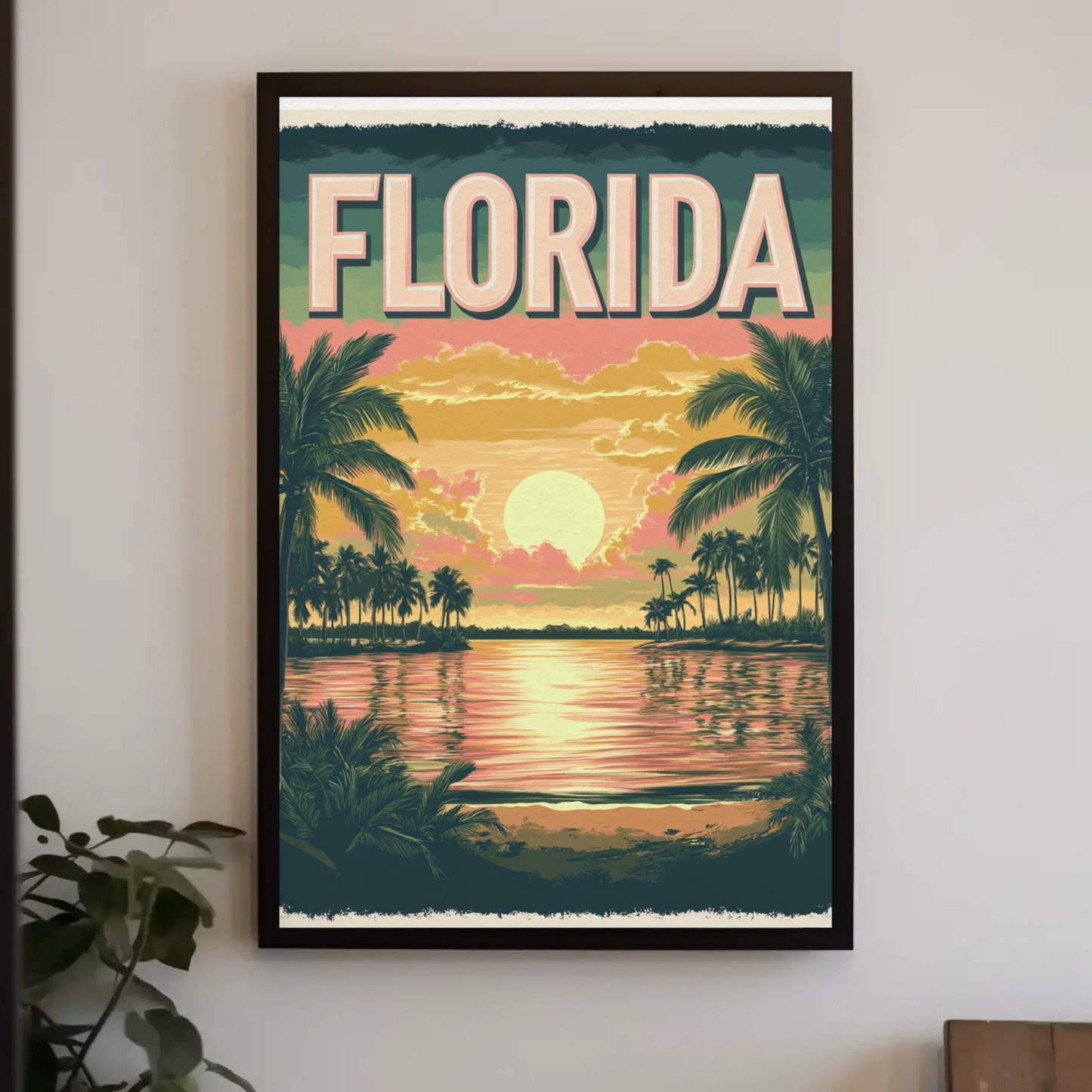 Florida Vintage Poster - Tropical Sunset
