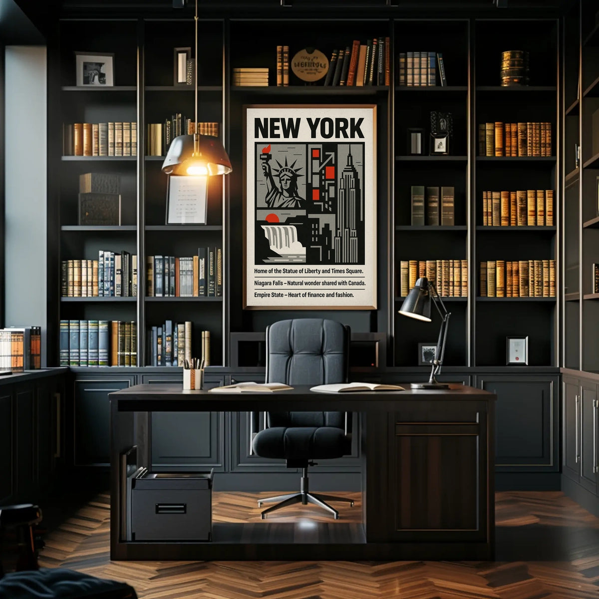 New York Landmarks Poster Modern Travel Skyline Wall Art