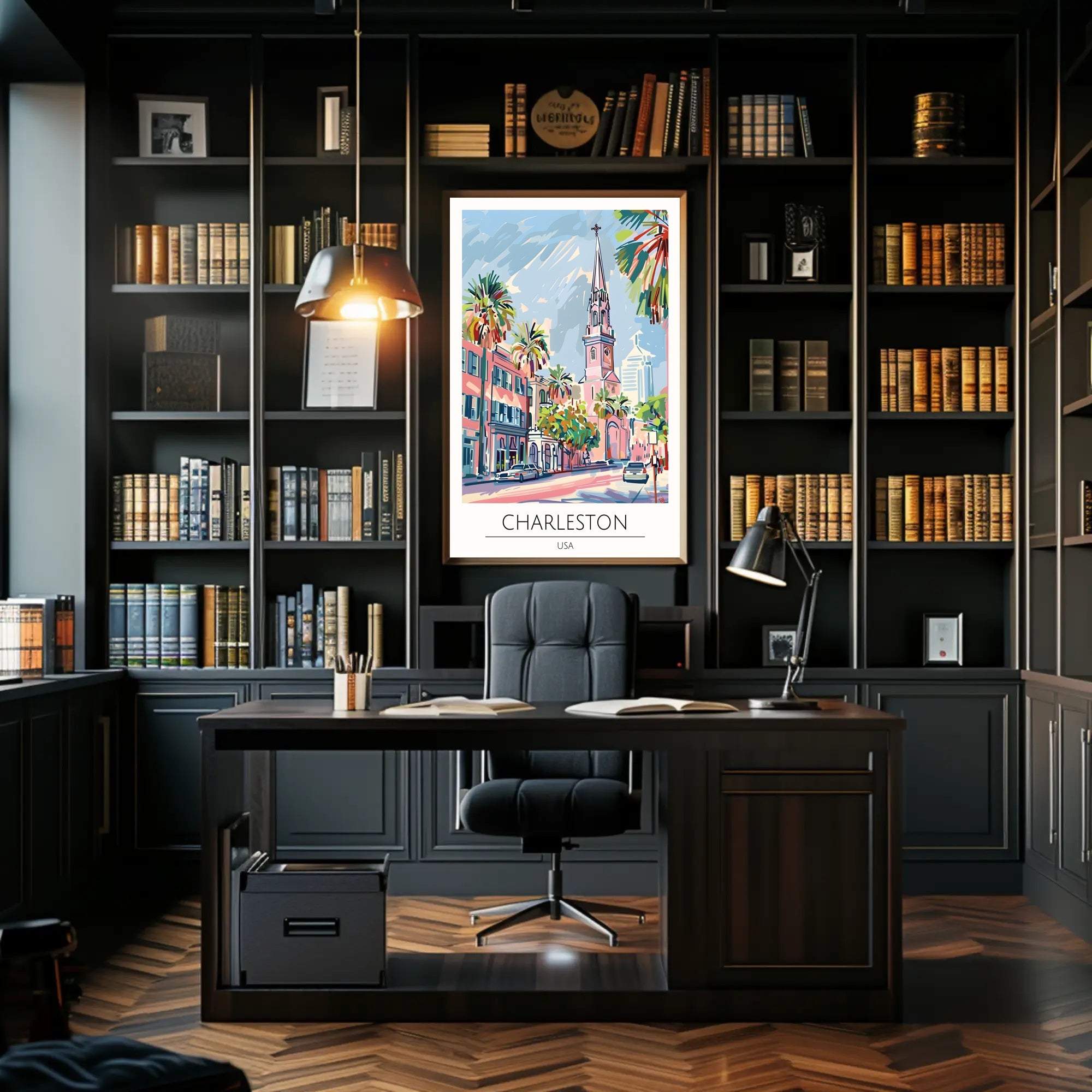 Charleston Cityscape Poster PosterGoat