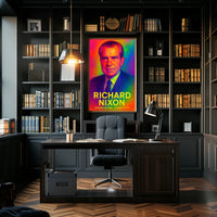 Richard Nixon 37th President of the United States Neon Gradient Overlay Poster