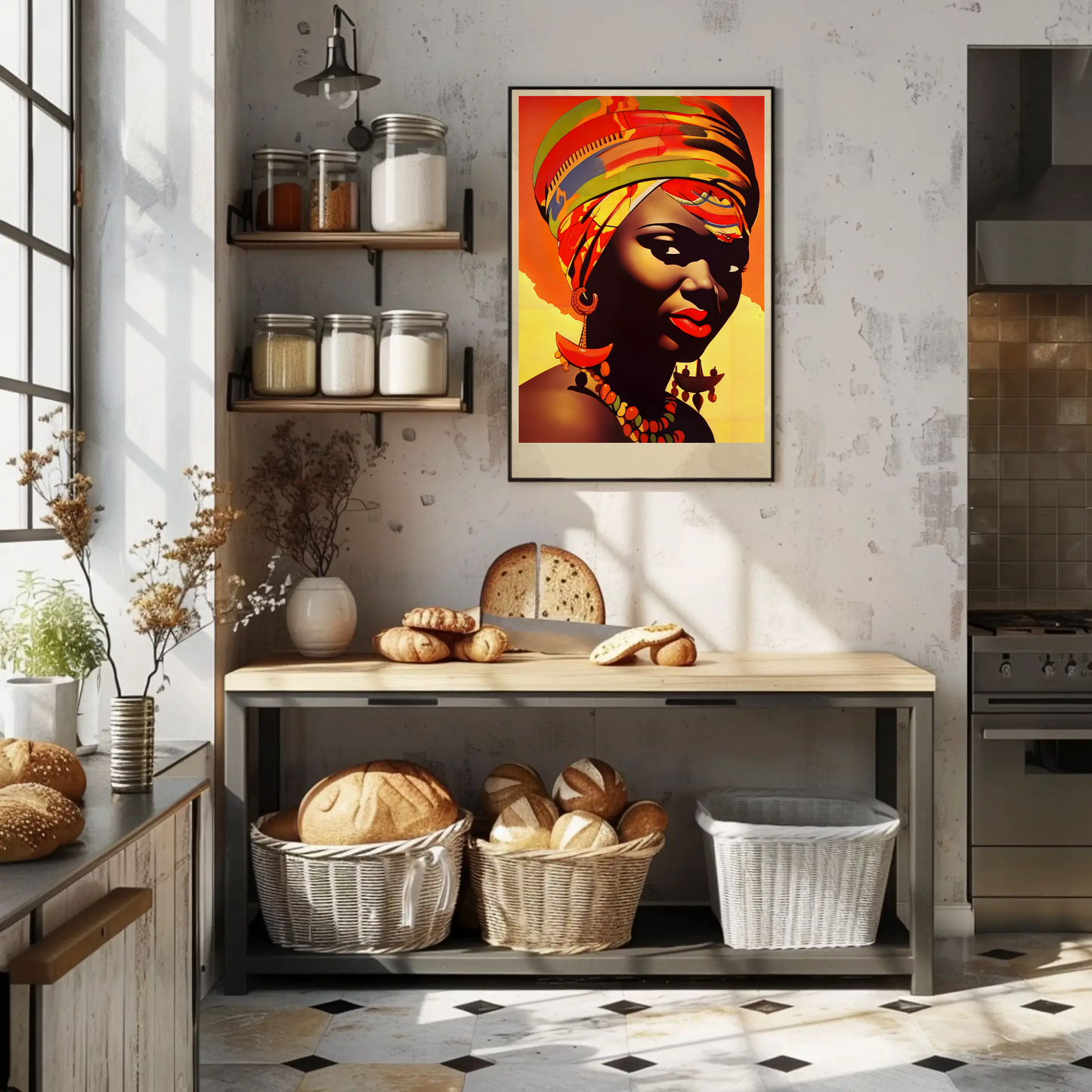 Bold African Woman Closeup Tribal Style Travel Poster