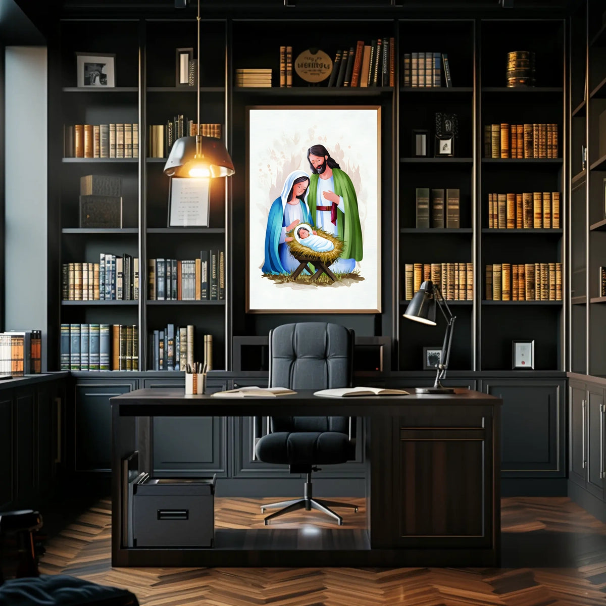 Nativity Scene Illustration Poster