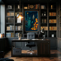 New York City Nightlife Skyline Poster Modern Wall Art