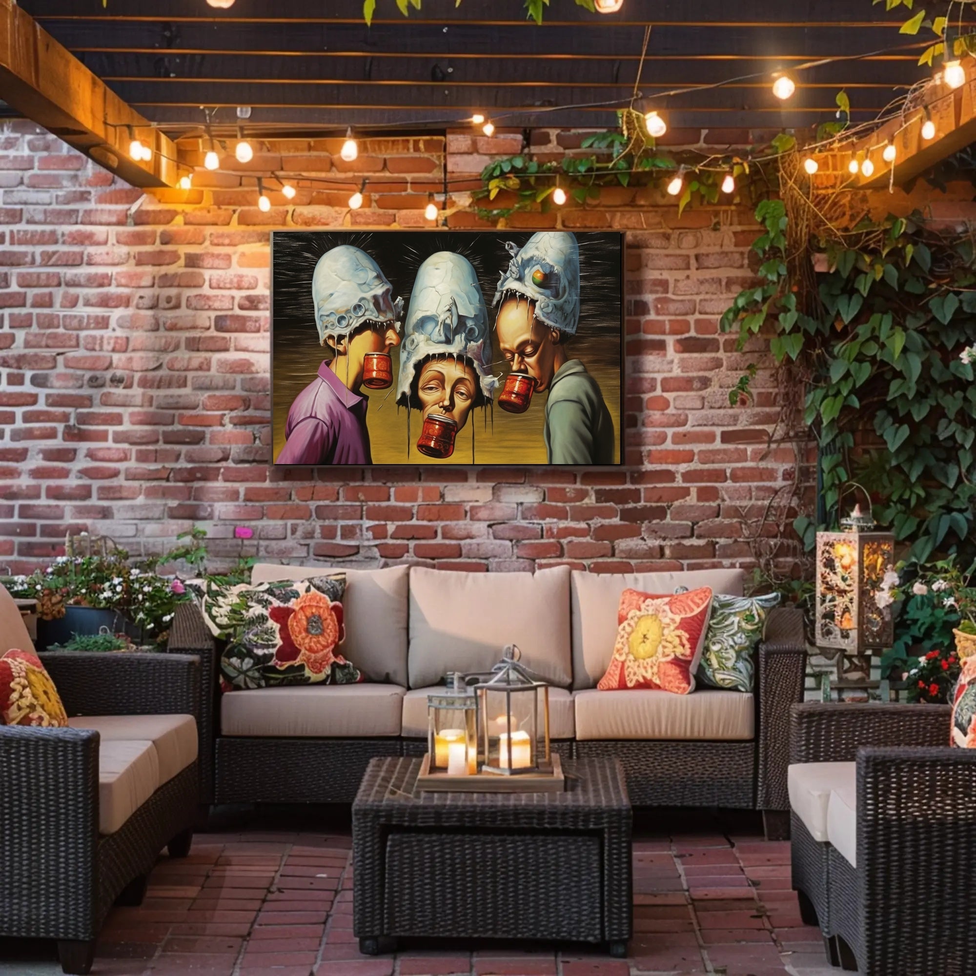 Skull-Helmets Surreal Fantasy Scene Art Poster