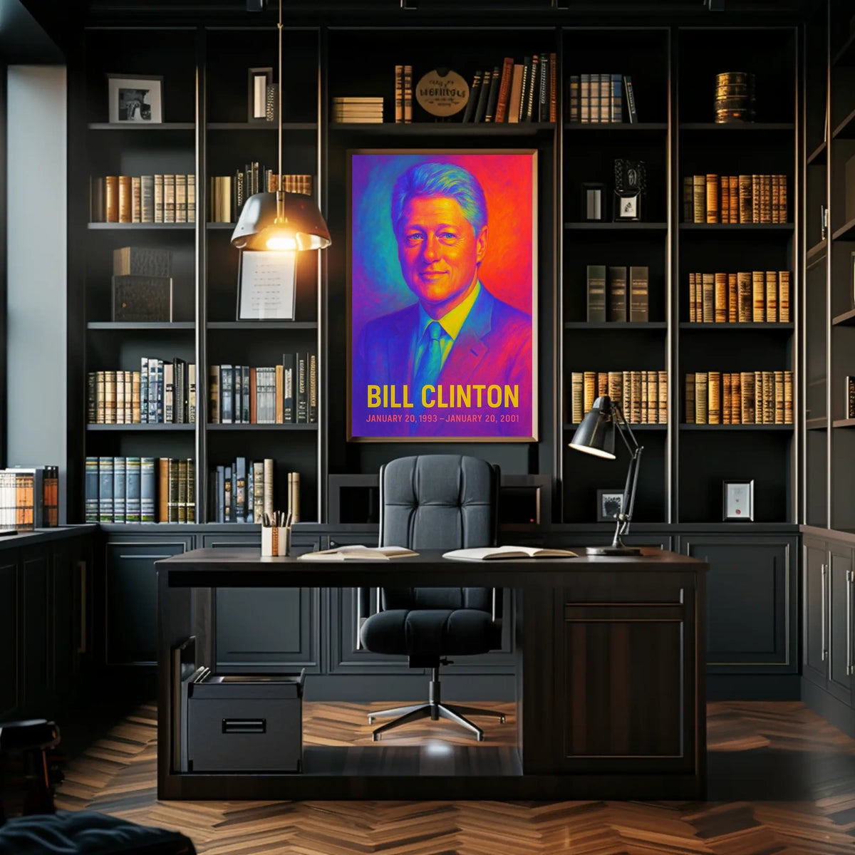 Bill Clinton 42nd President of the United States Neon Gradient Overlay Poster