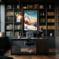 Chamonix Ski Adventure Vintage Travel Poster