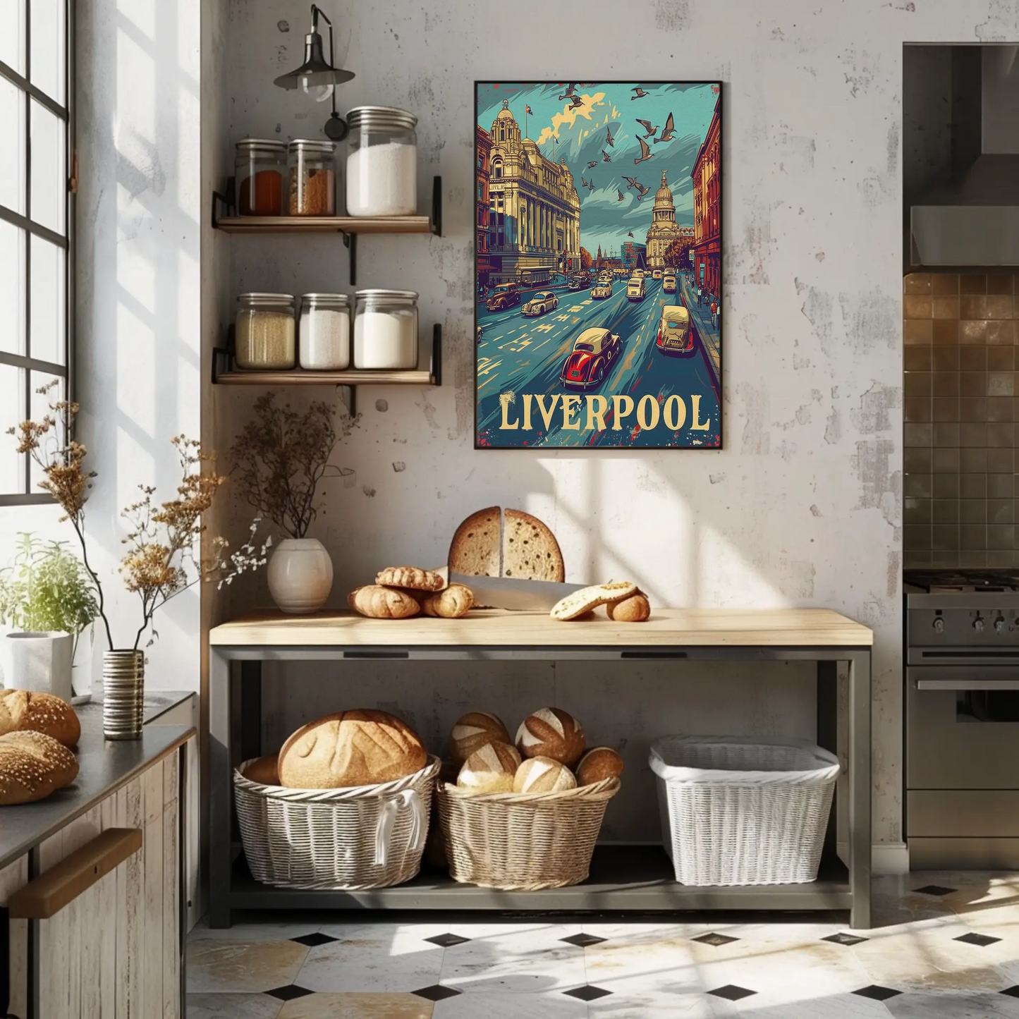 Historic Liverpool Downtown Travel Poster