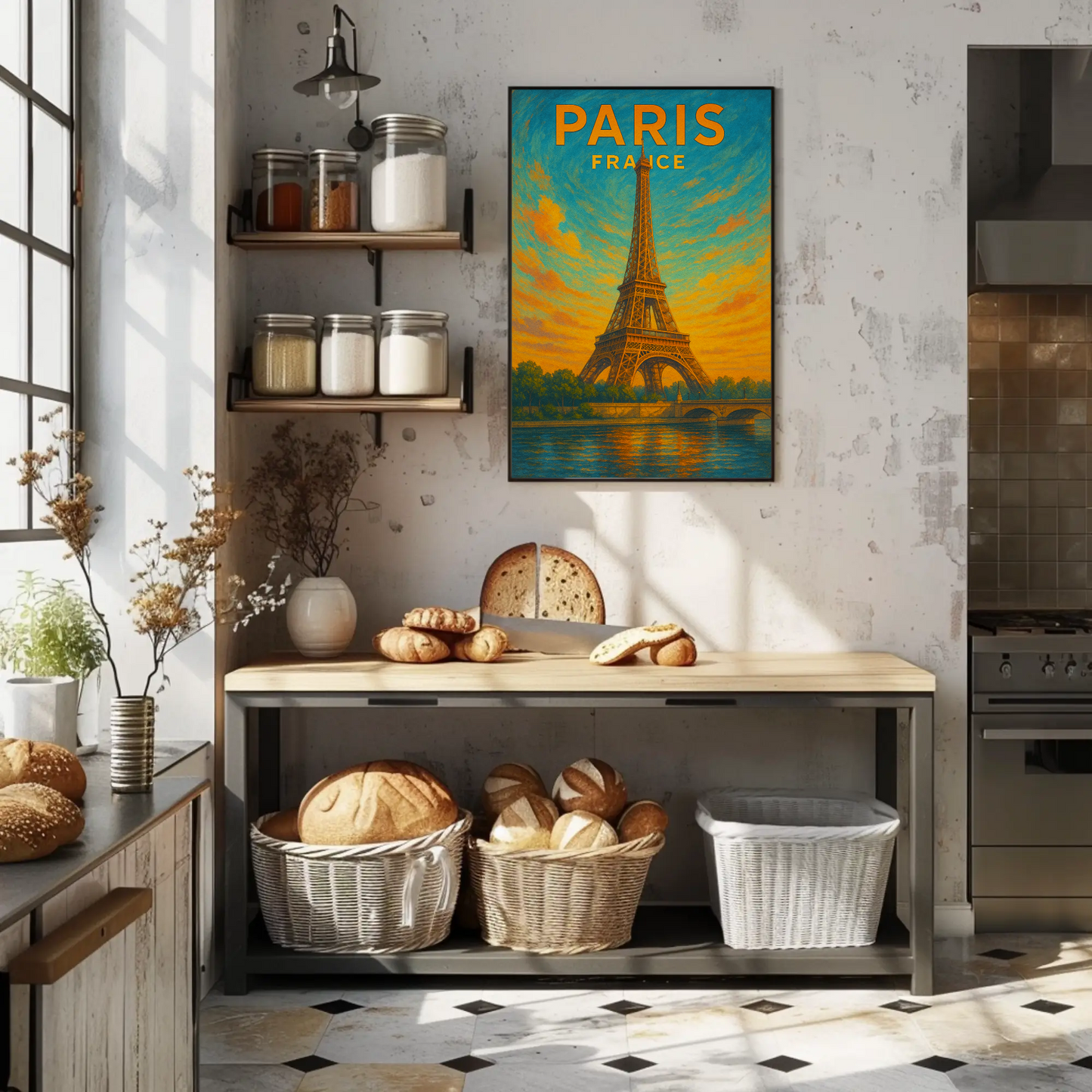 Paris Eiffel Sunset Travel Poster