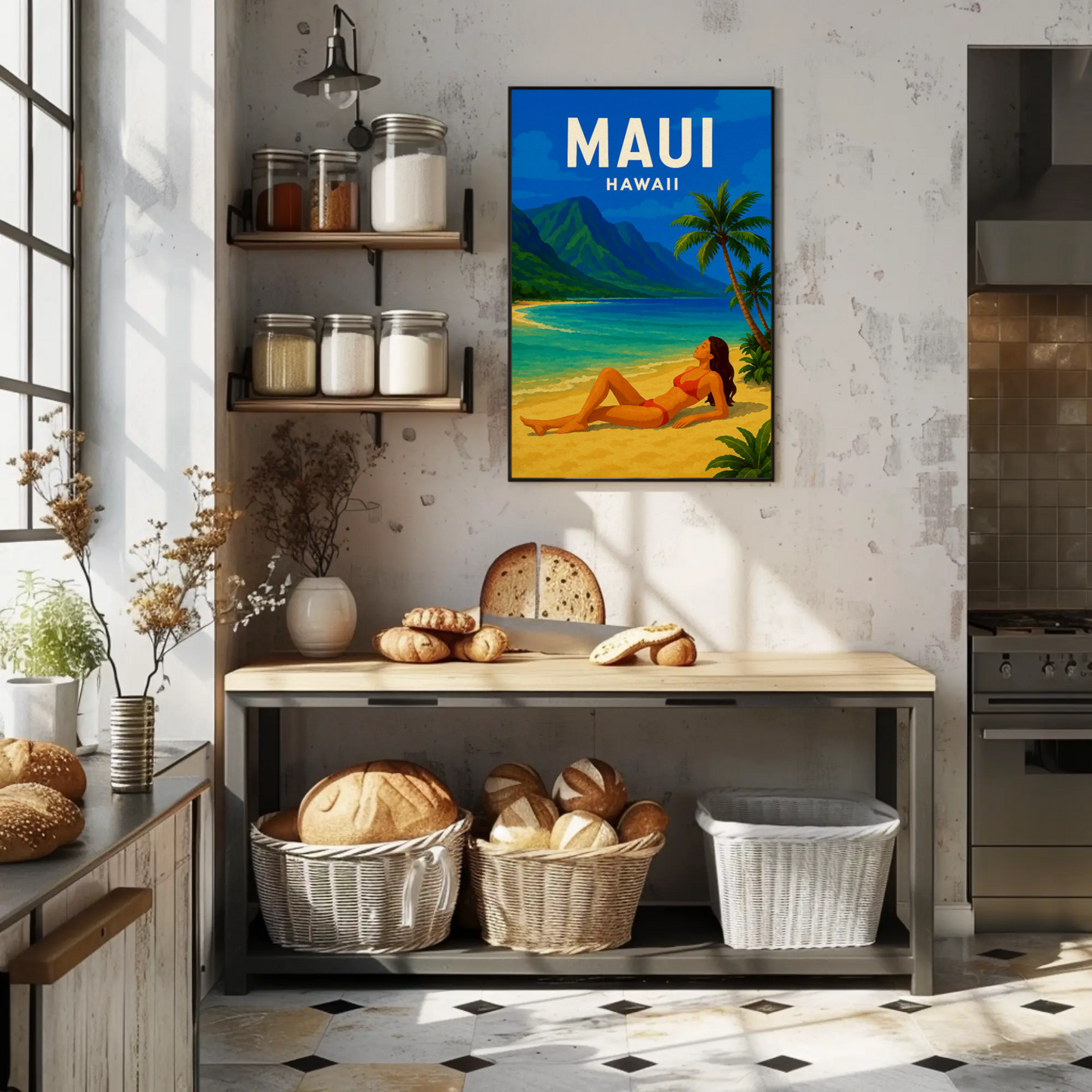 Maui Hawaii Woman Beach Relax Tropical Poster