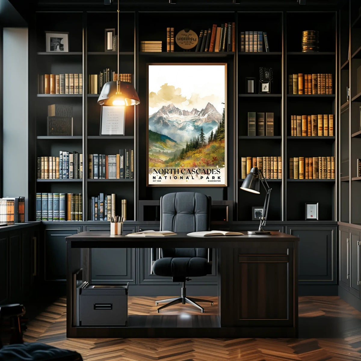 North Cascades Watercolor Wall Art Poster