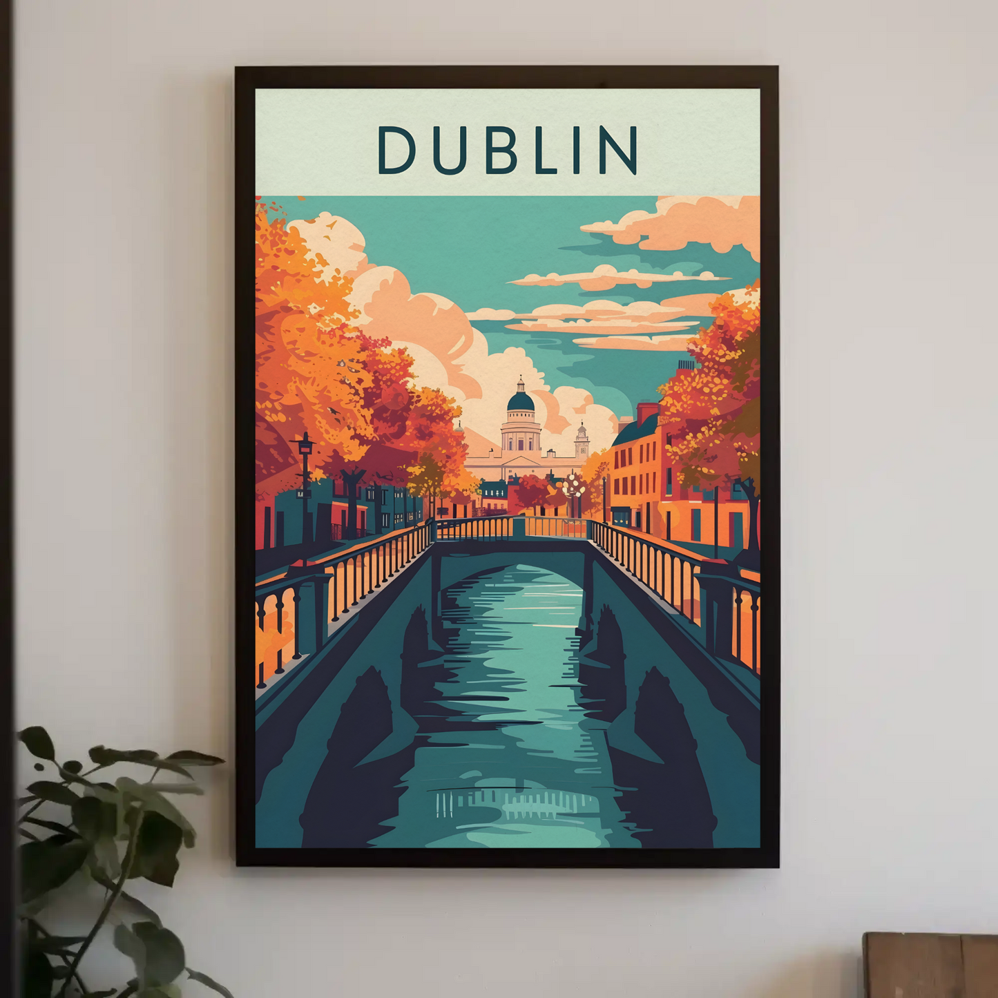 Vintage Poster - Dublin Autumn Canal