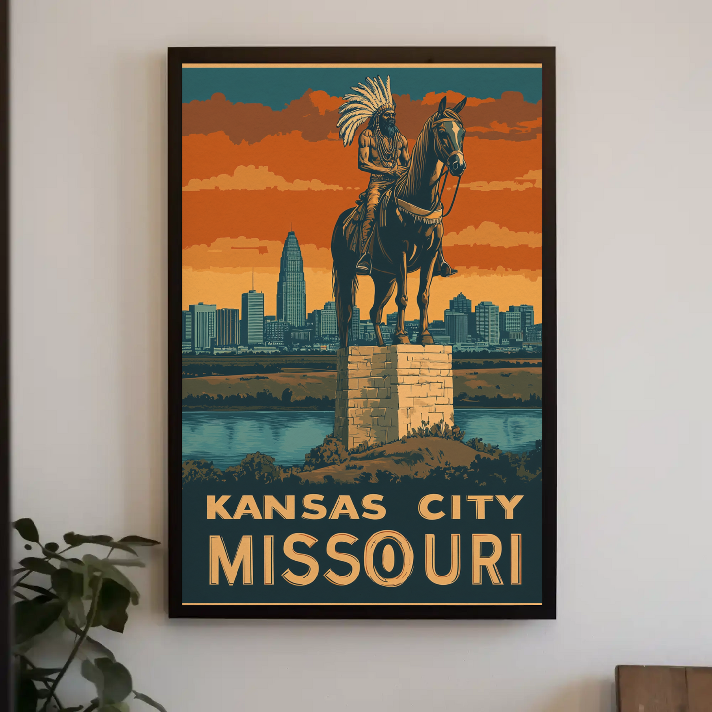 Kansas City Missouri Vintage Poster - Native Monument