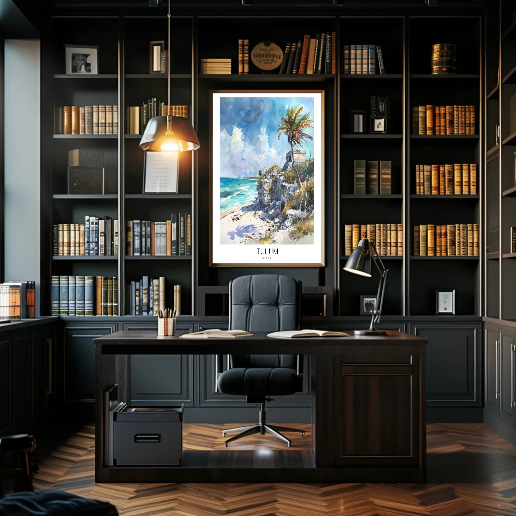 Tulum Coastal Ruin Watercolor Travel Poster PosterGoat