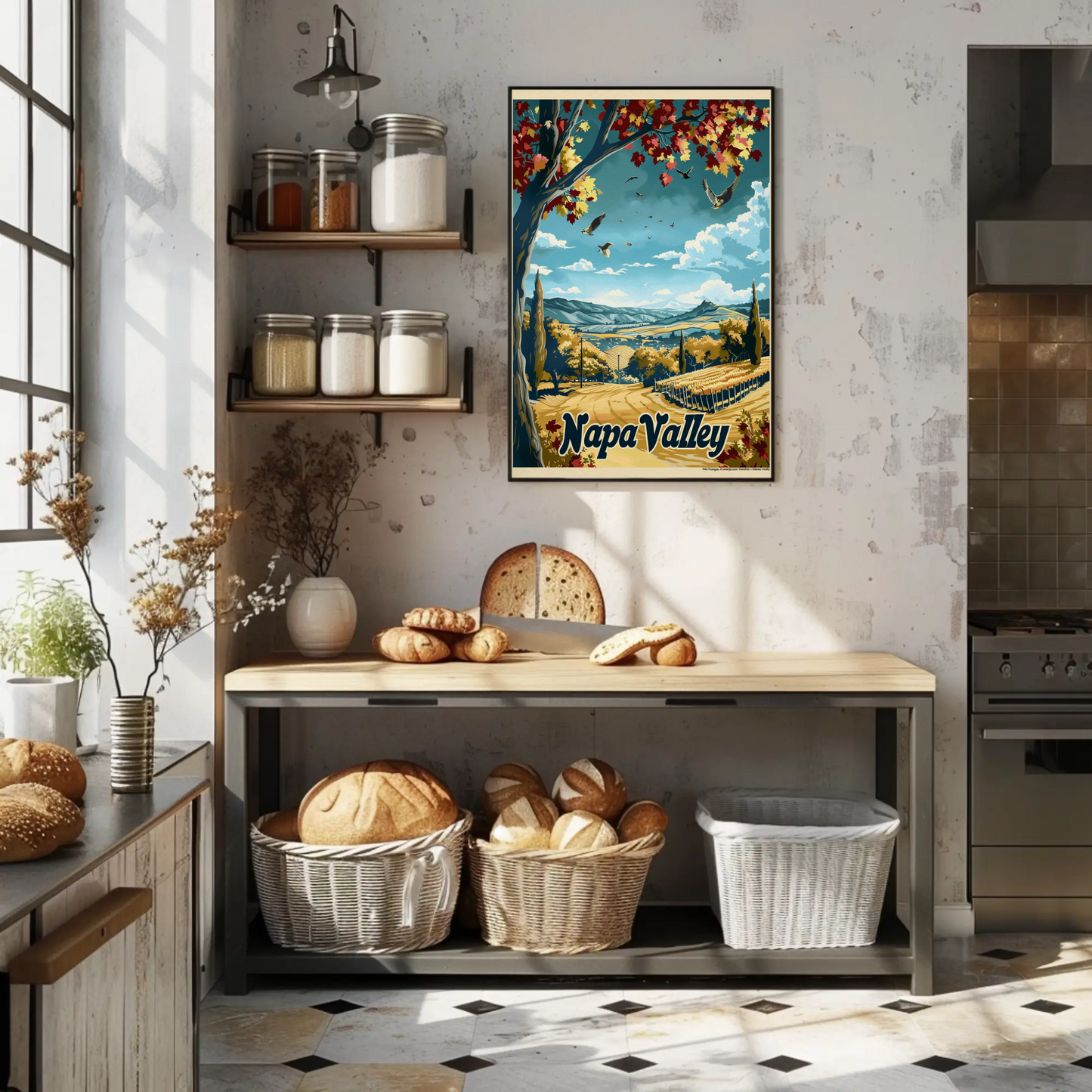 Napa Valley Fall Vineyard Landscape Travel Poster