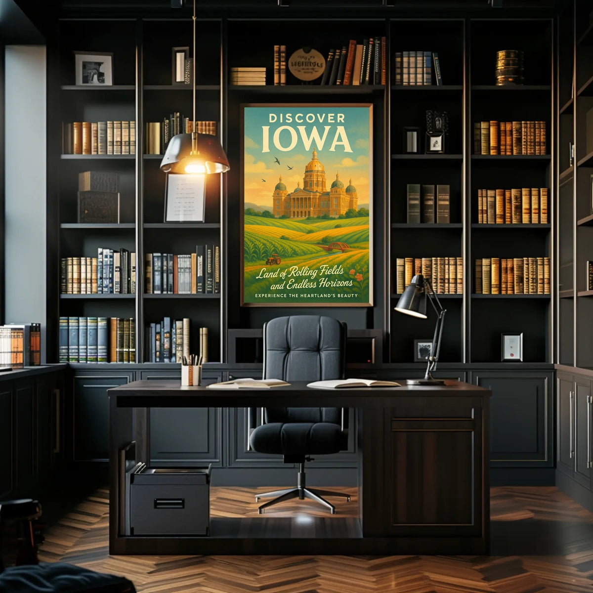 Discover Iowa Land of Rolling Fields Poster