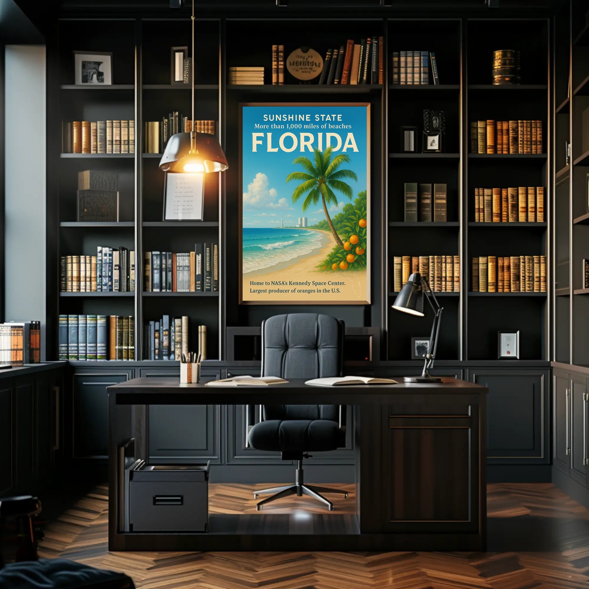 Florida Beaches and Space Exploration Vintage Travel Poster