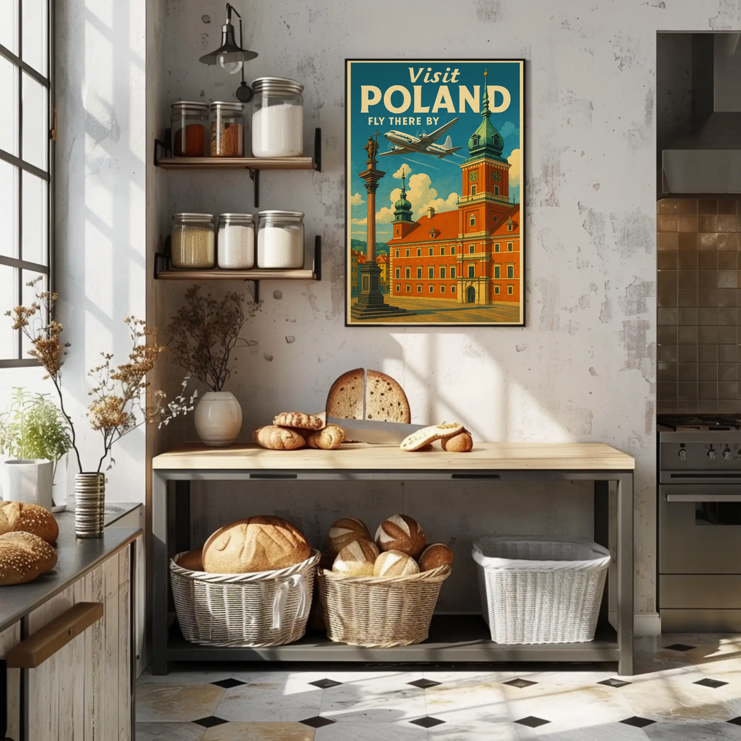 Visit Poland Historic Castle Flight Travel Poster