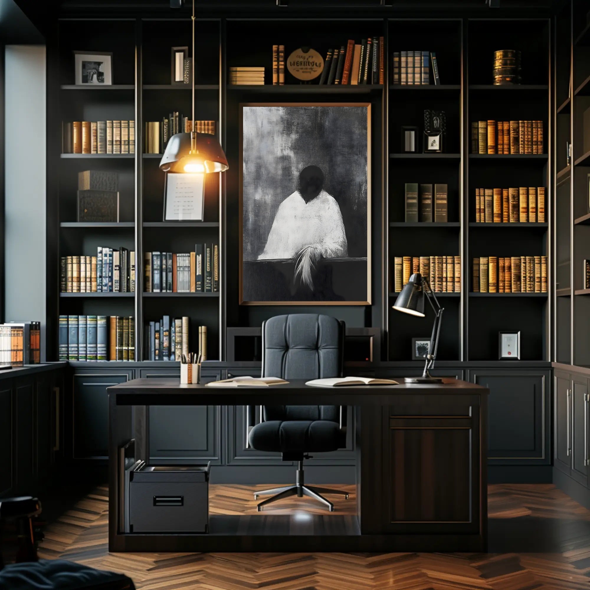 Haunting Faceless Figure in Surrealism Abstract Artistic Poster PosterGoat