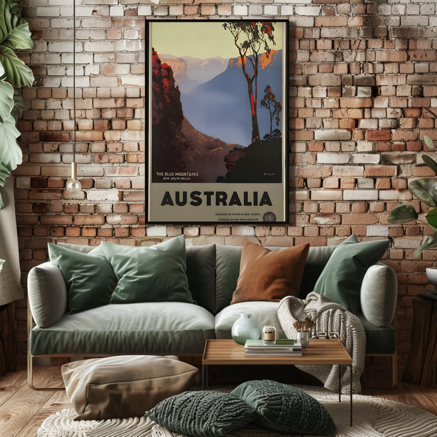 Australia - The Blue Mountains Vintage Travel Poster