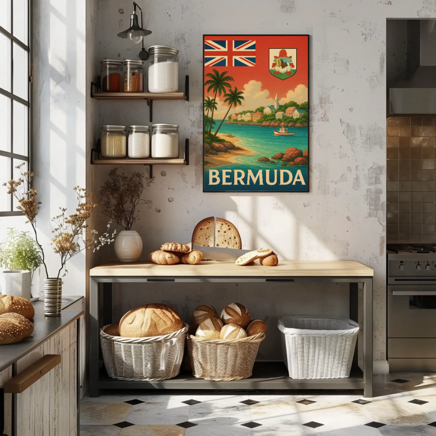 Bermuda Coastal Charm Vintage Travel Poster