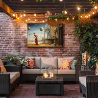 Surreal Desertscape with Futuristic Figure: Artistic Poster