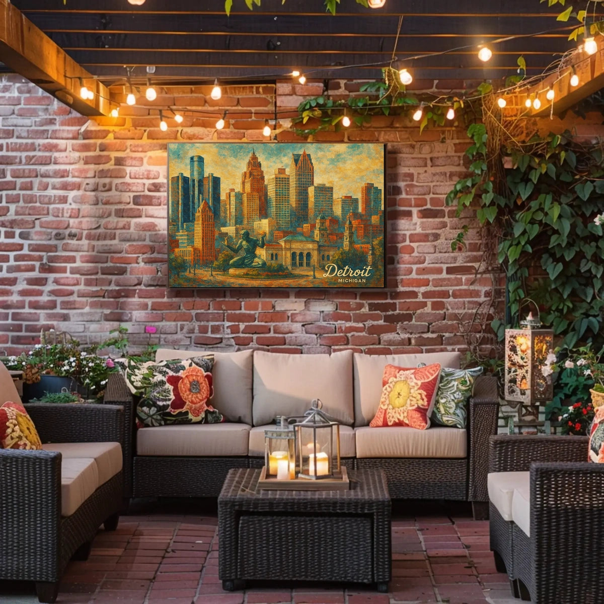 Detroit Skyline Art Poster