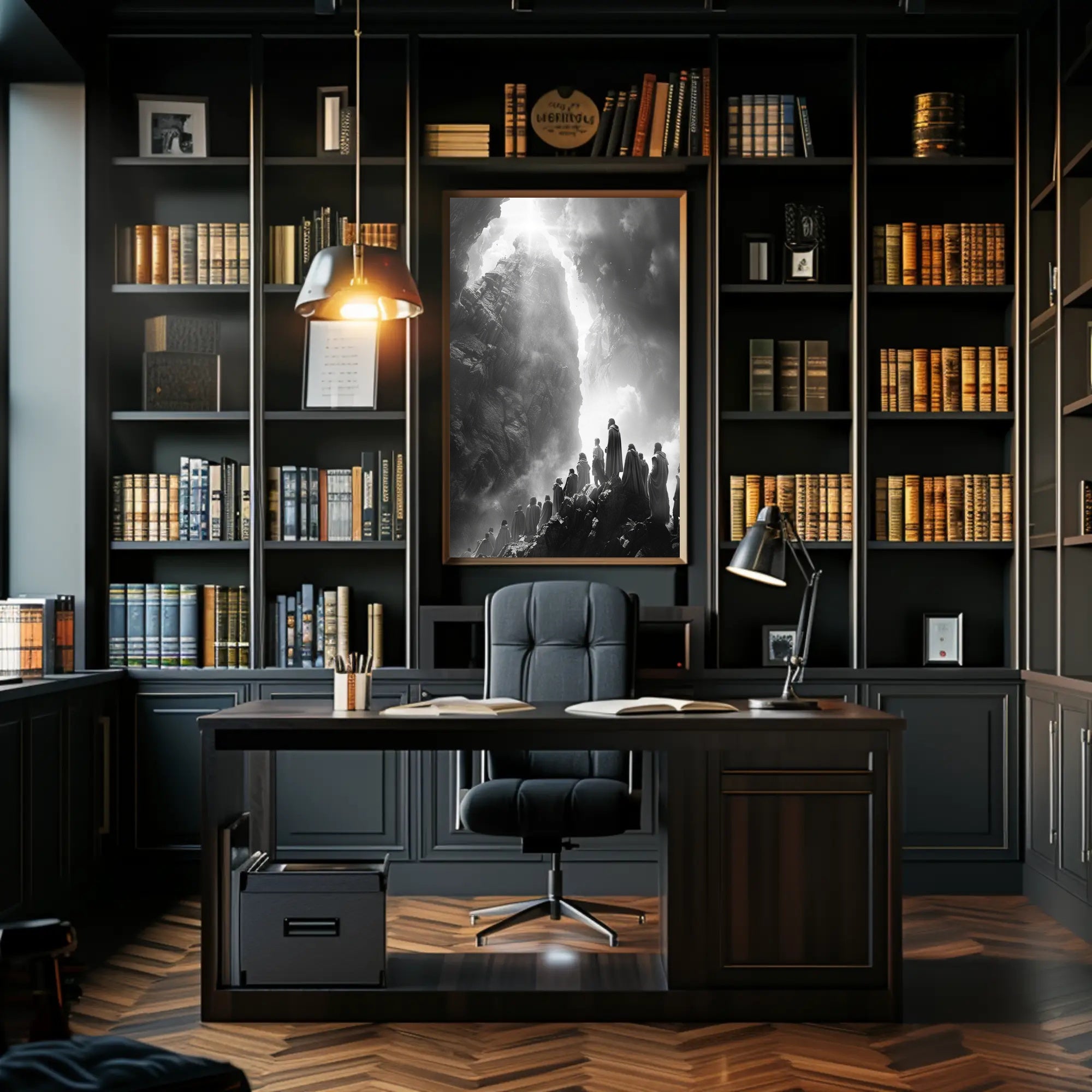 Aurora Lighthouse Seascape: Mystical Nighttime Poster PosterGoat