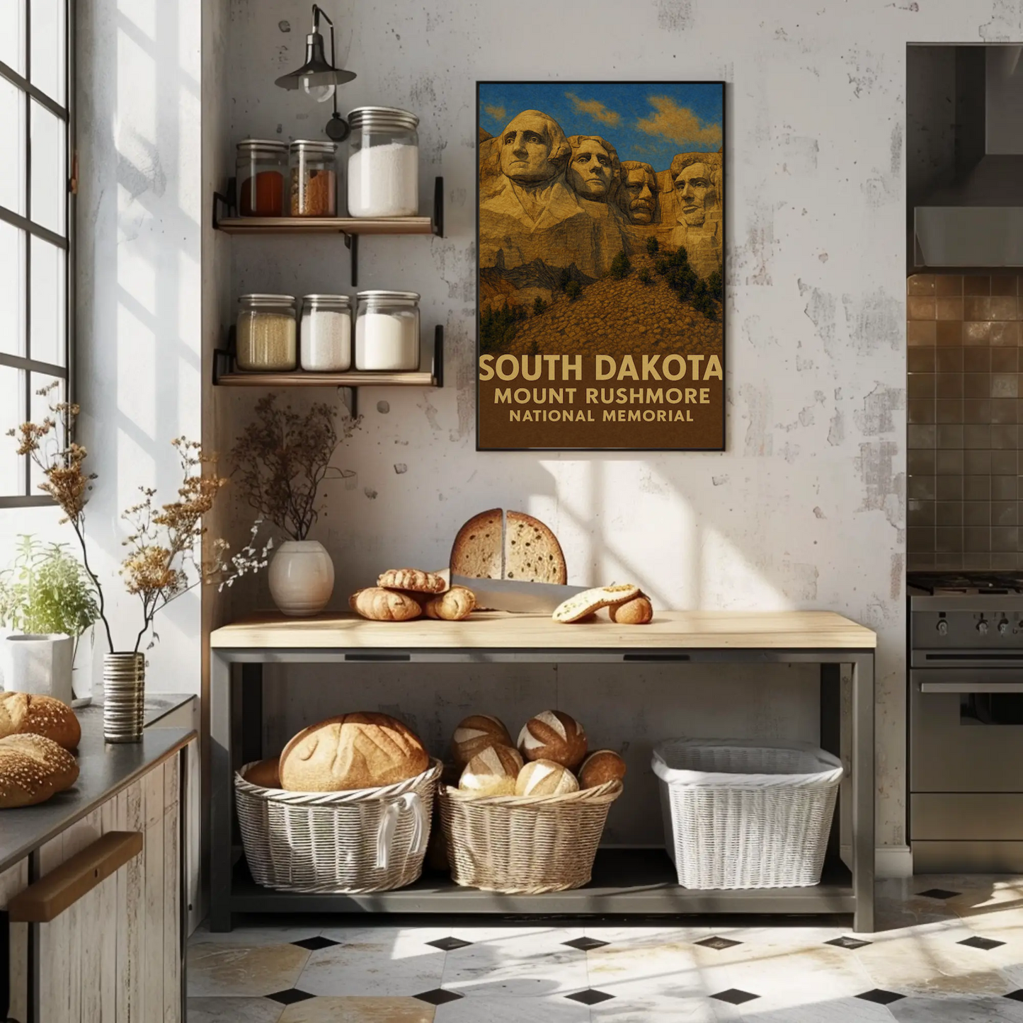 Mount Rushmore National Memorial Realistic Style Travel Poster
