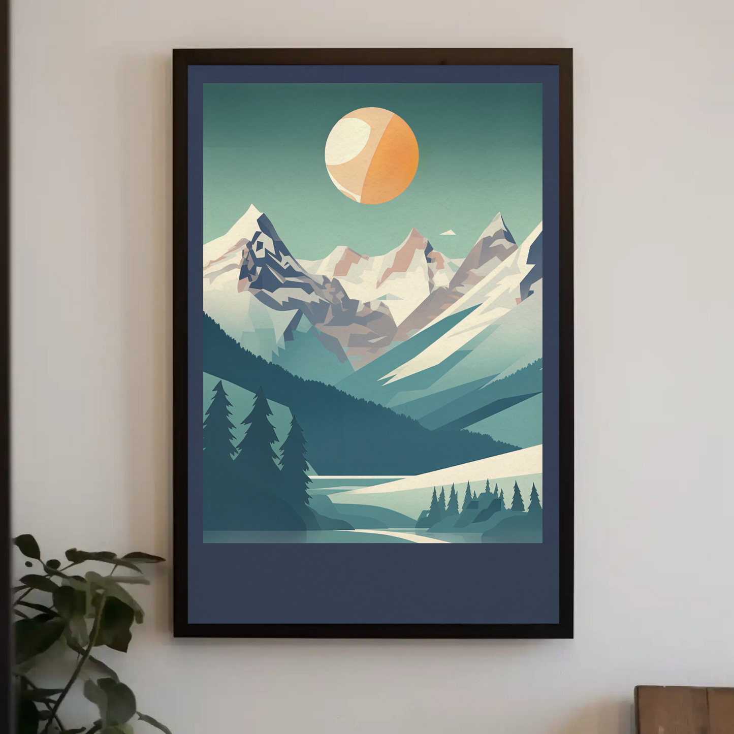 Alpine Summit Sunrise Explorer Scene Vintage Travel Poster