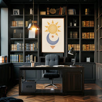 Stylized Sun and Moon Abstract Artistic Poster