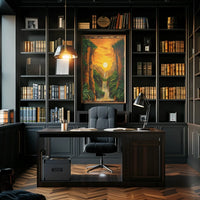 Majestic Waterfall Tropical Landscape Art Poster