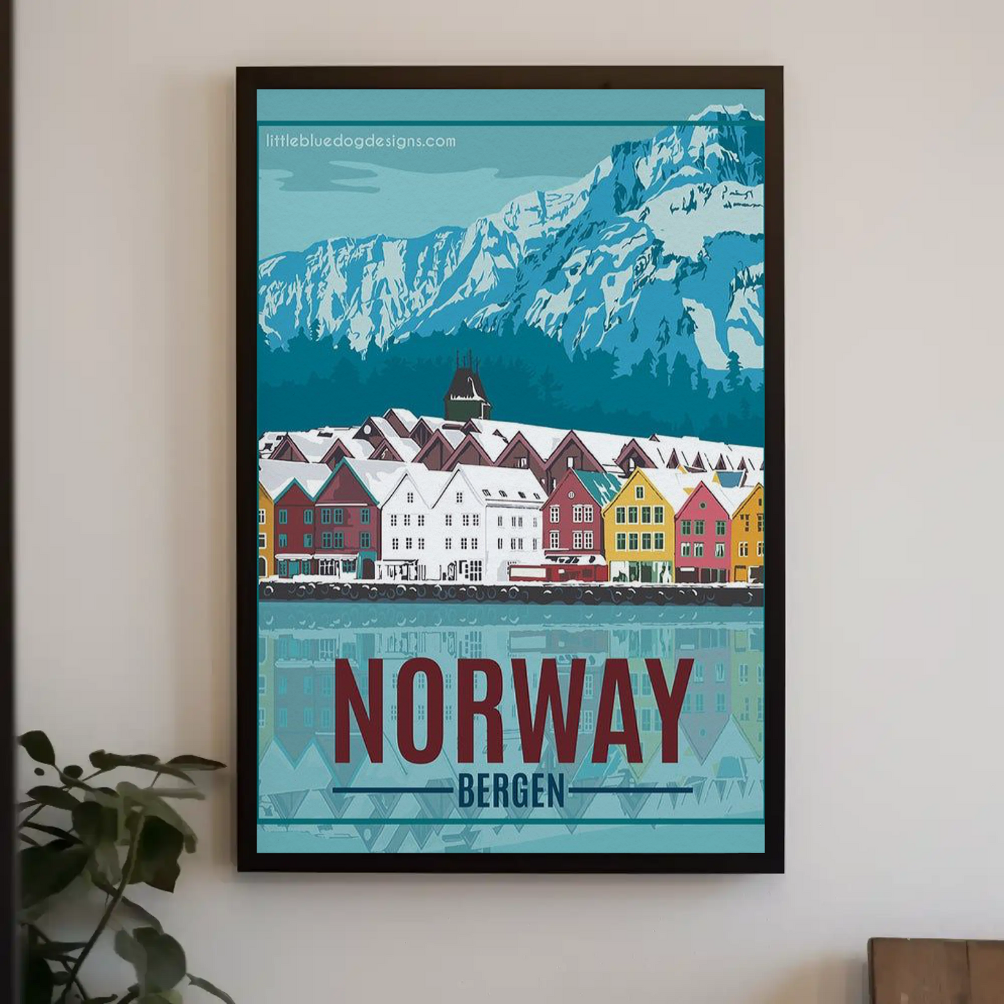Norway Vintage Poster Bergen Winter